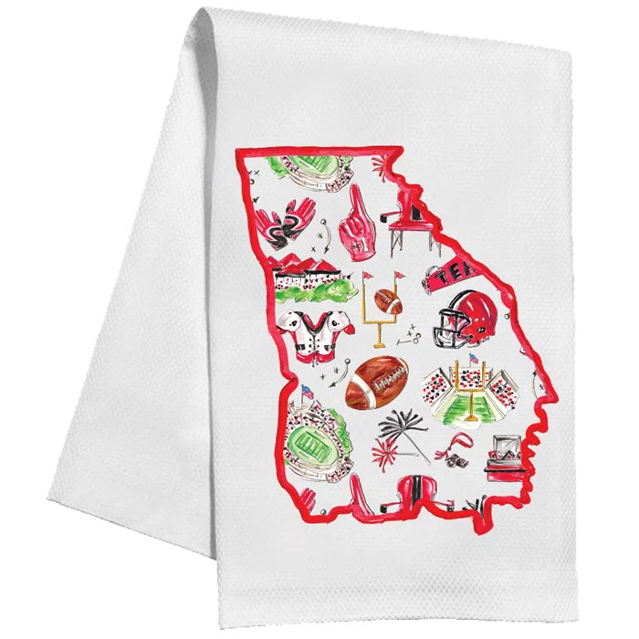 Rosanne Beck Red & Black Football Icon Kitchen Towel State of Georgia