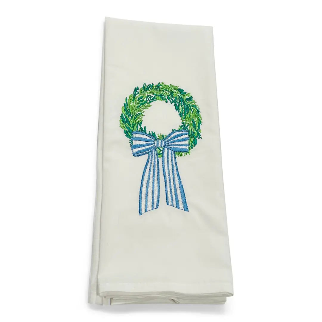 Vibrantly Tea Towel White Wreath