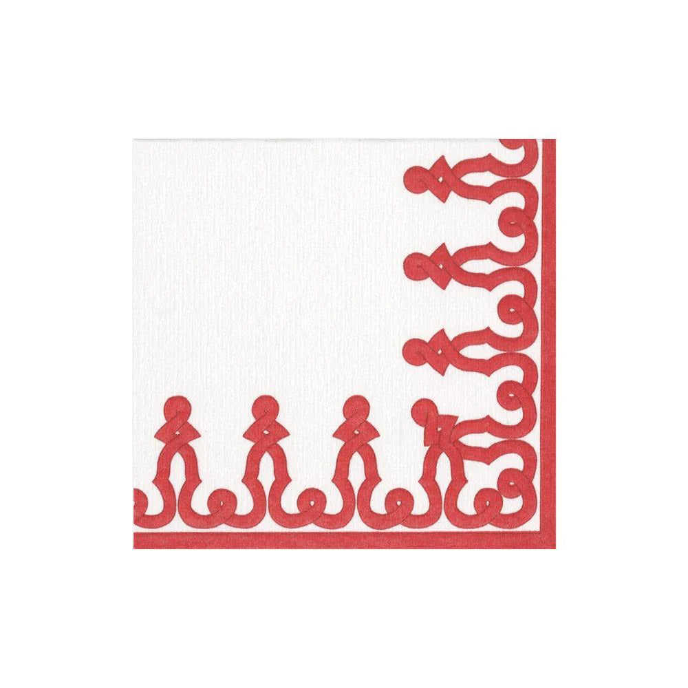 Caspari Dessin Red Cocktail Napkin