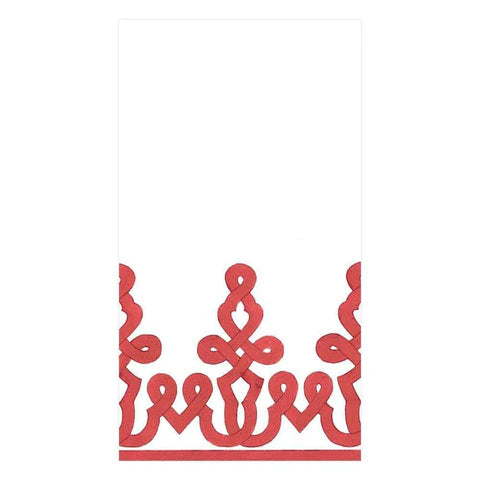 Caspari Dessin Red Guest Towel Napkin