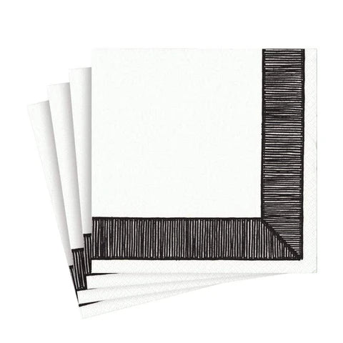 Caspari Ribbon Border Black Luncheon