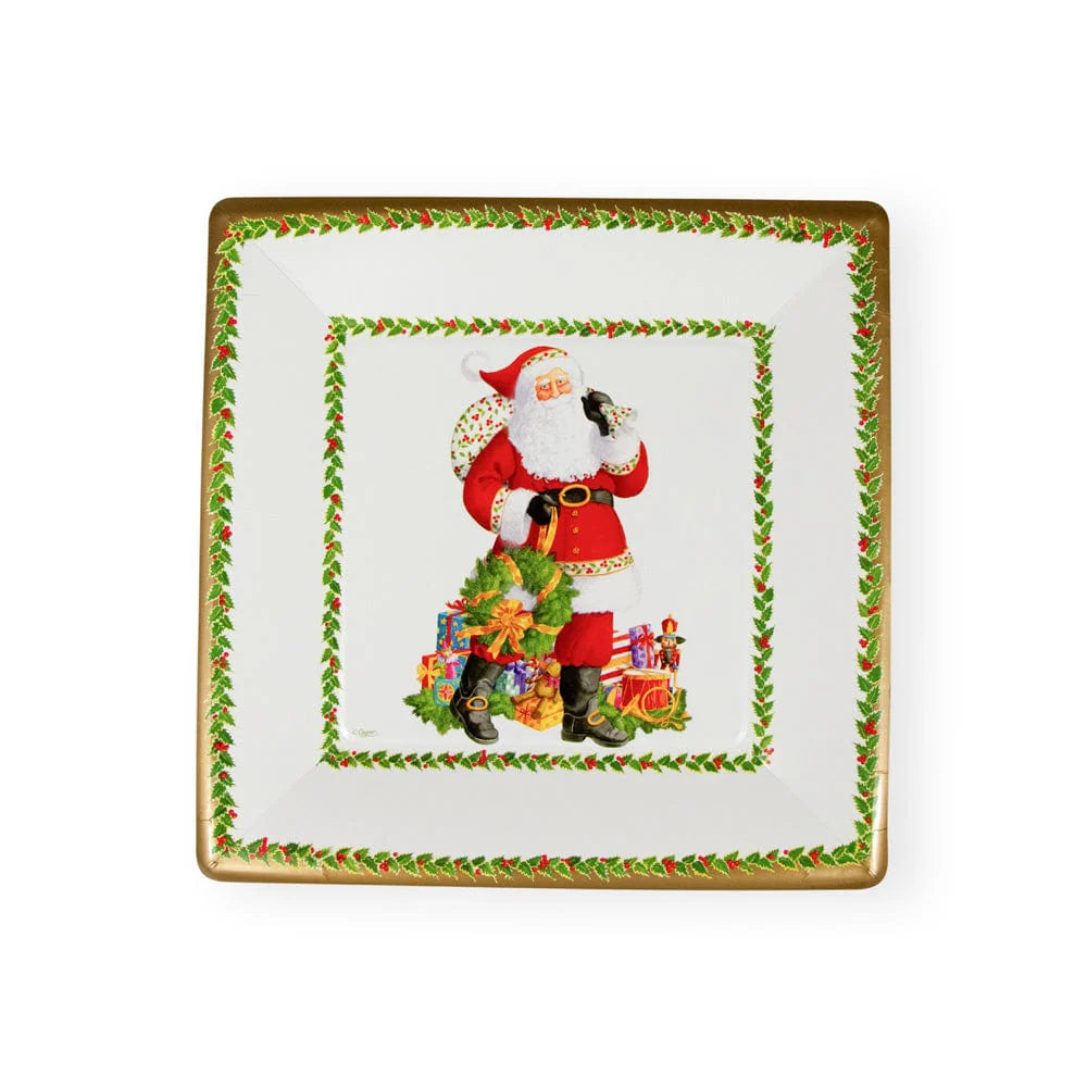 Caspari Jolly St. Nick Sq Dinner Plate