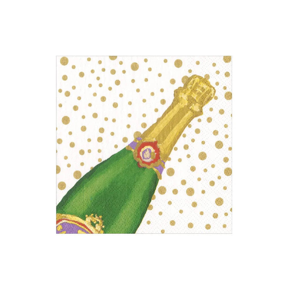 Caspari New Year Sparkling White Cocktail Napkin