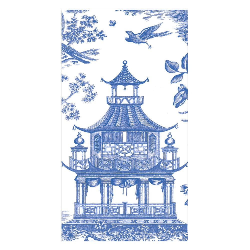 Caspari Blue Pagoda Guest Towel