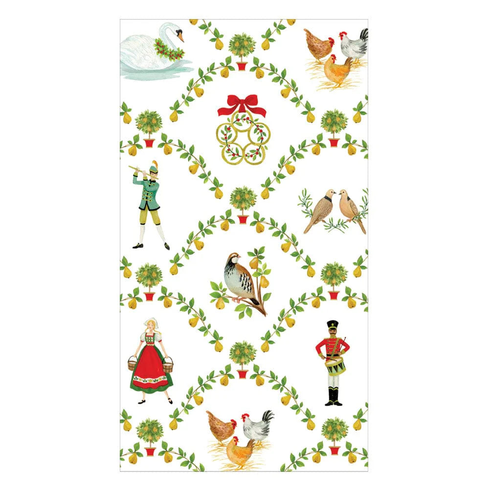Caspari On the Twelfth Day Guest Towel
