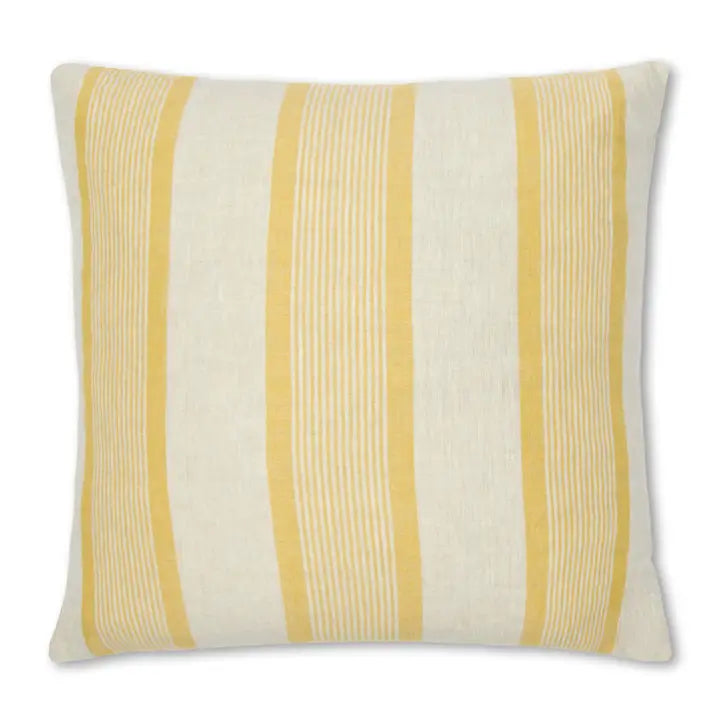 French Ticking Stripe Cushion Cover + Insert Marigold 22"x22"