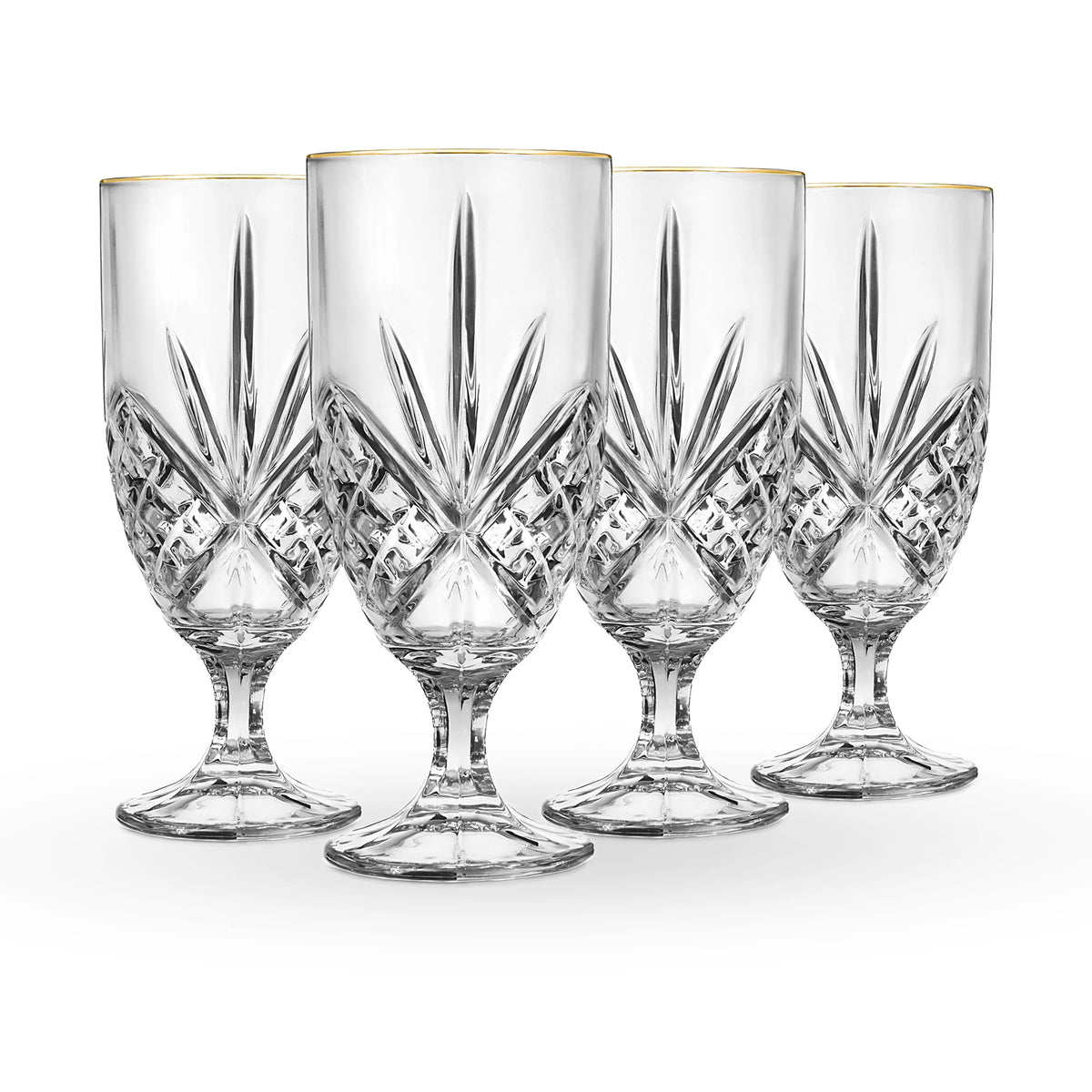Dublin Crystal Gold Rim Ice Tea Glass, Set of 4
