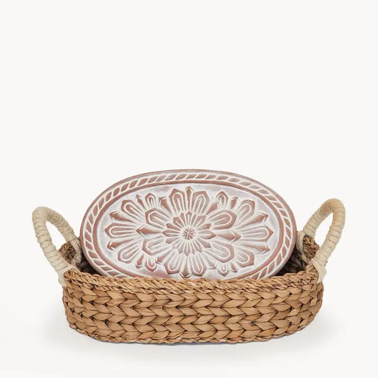Korissa Bread Warmer & Basket, Flower