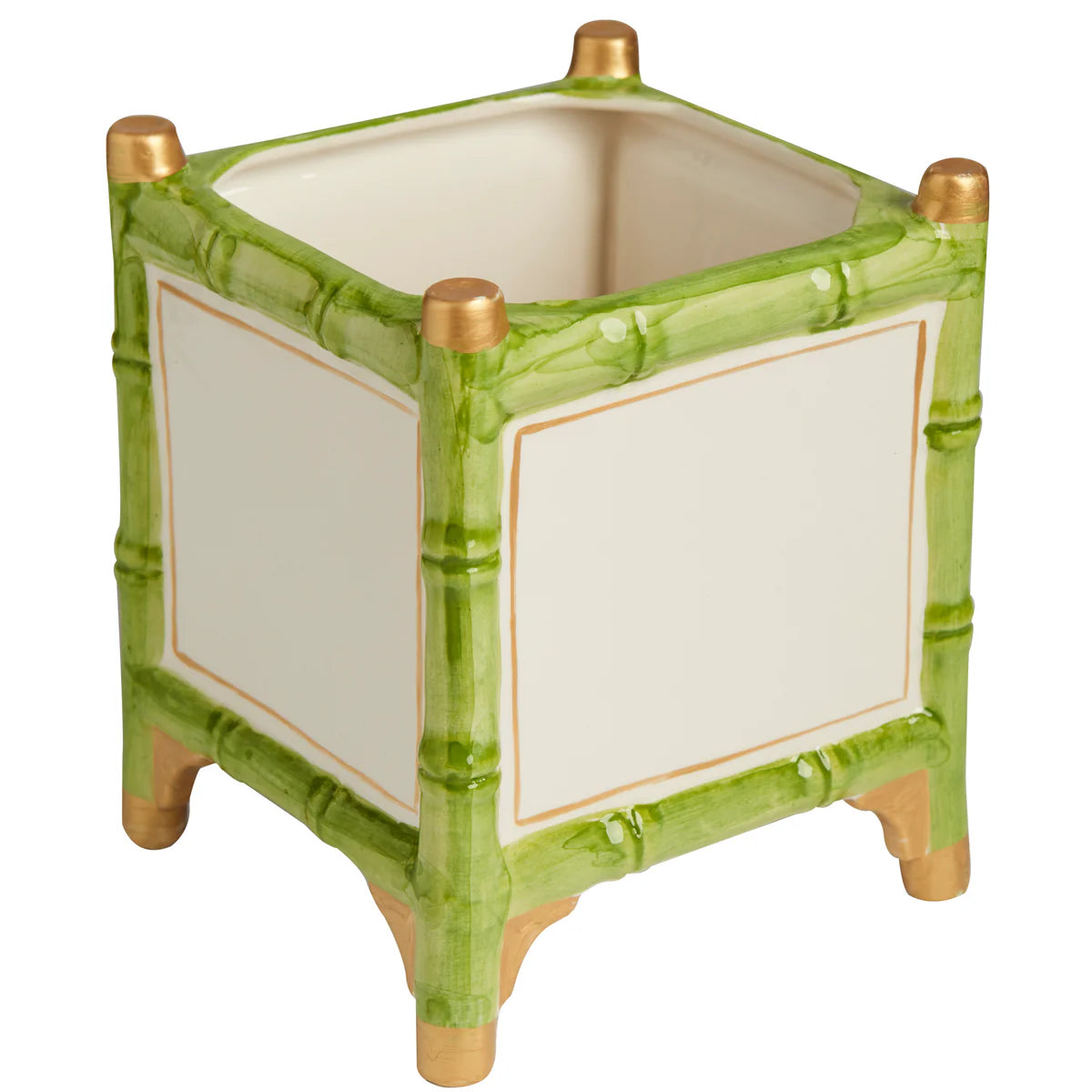 Abigail's Bamboo Cachepot, Green/Gold, Large