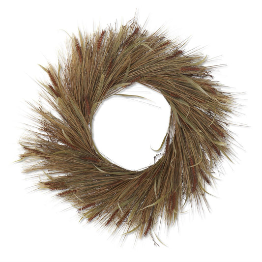 K&K 30in Rust Wheat & Grass Wreath