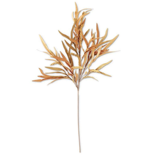 K&K Orange & Tan Long Eva Leaves Stem W/ Yellow & Orange Spikes