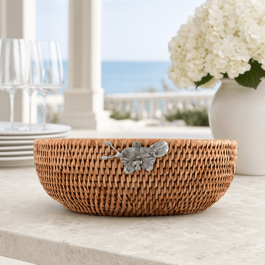 Orchid Hand Woven Wicker Natural Rattan Serving Bowl