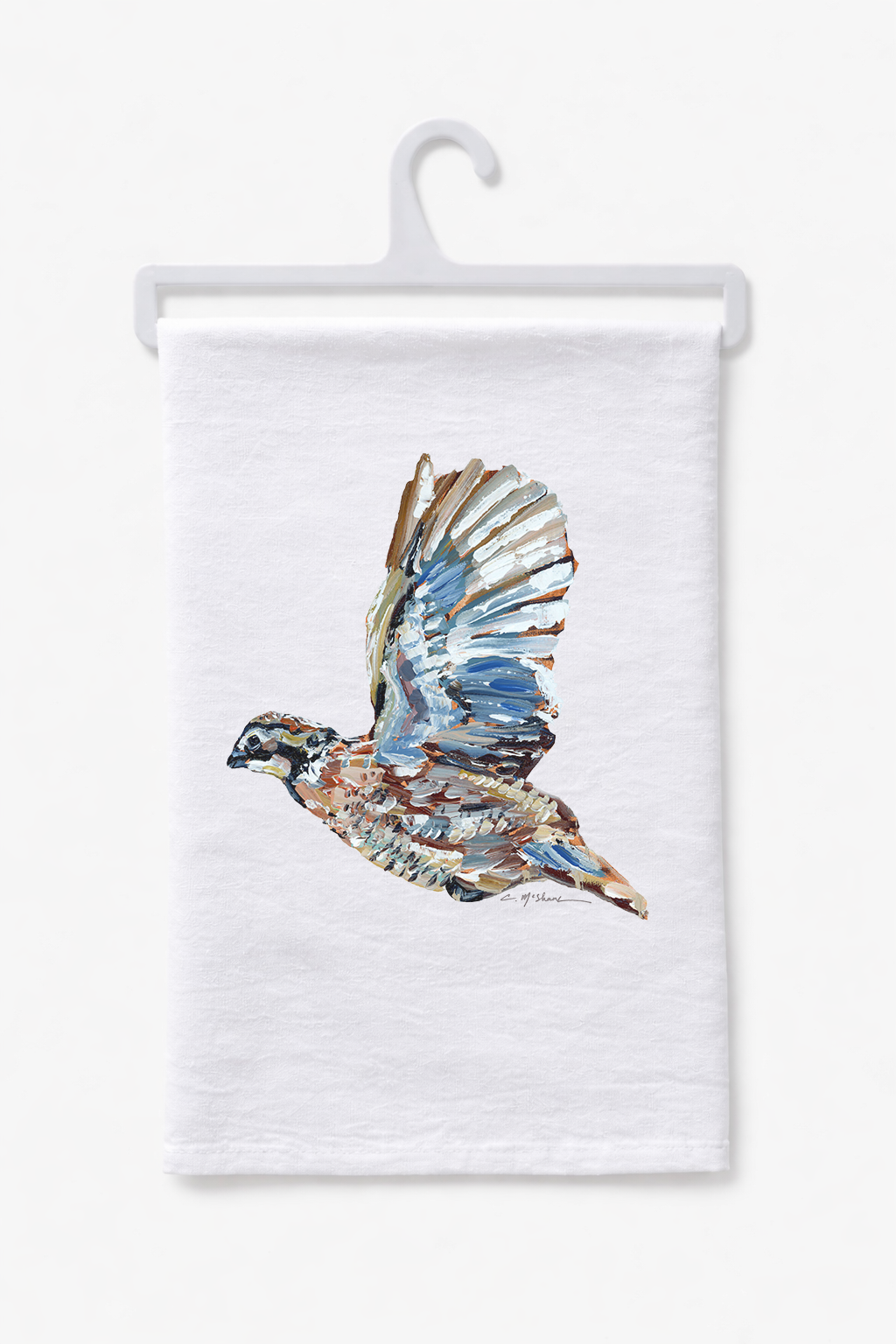"Quaint Quail" tea towel