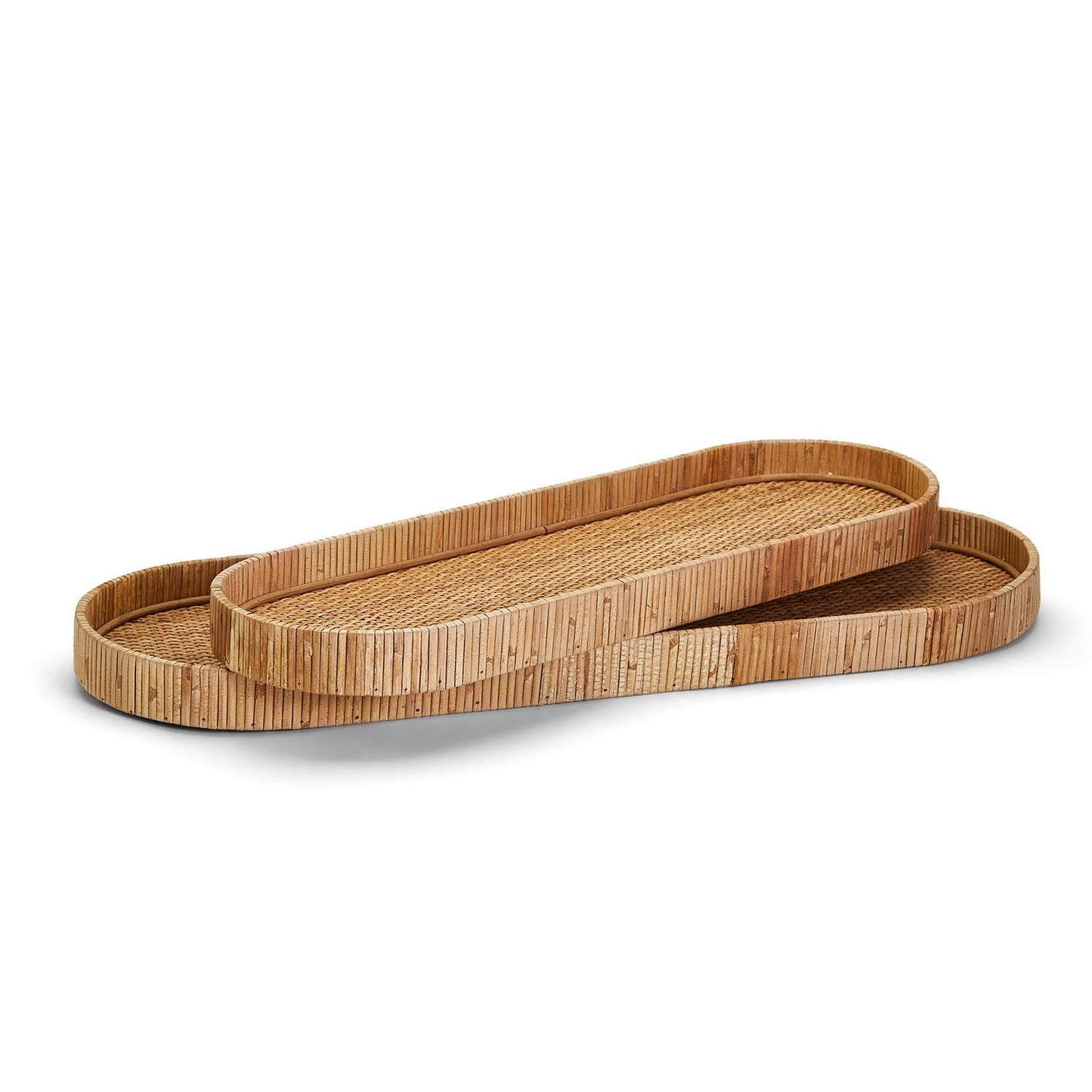 Two's Company Oval Rattan Platter, Large