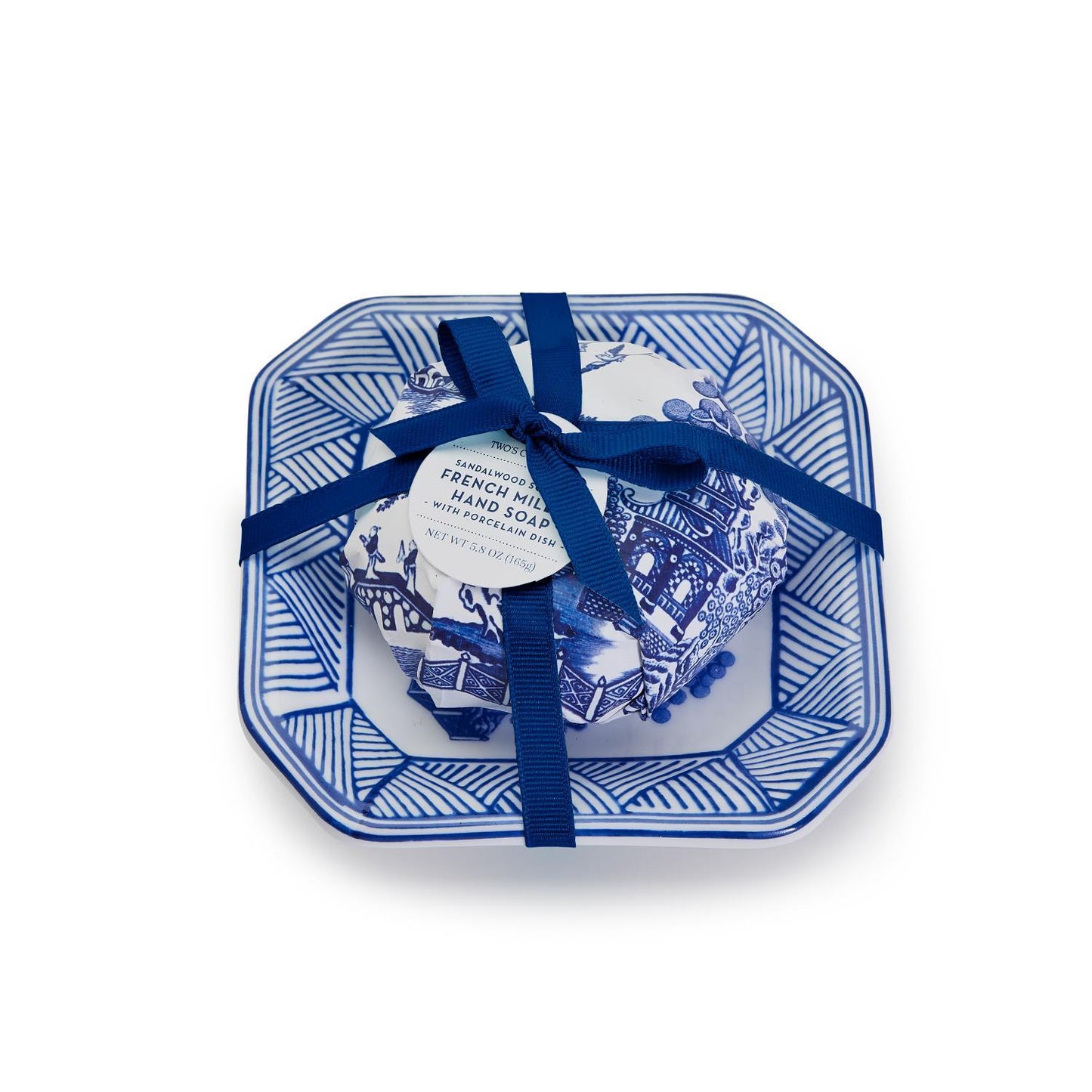 Two's Company Blue Willow Sandalwood Soap w/ Tray