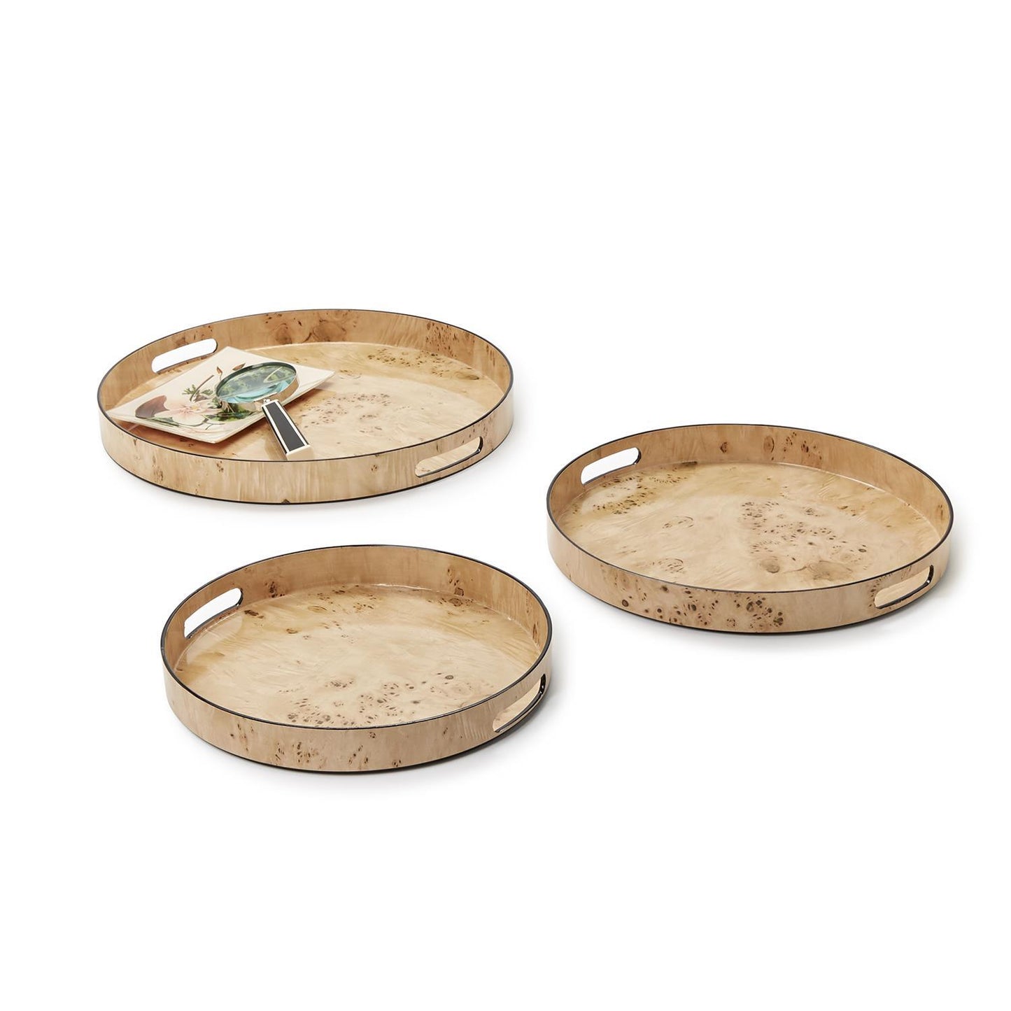Two's Company Burled Wood Pattern Tray