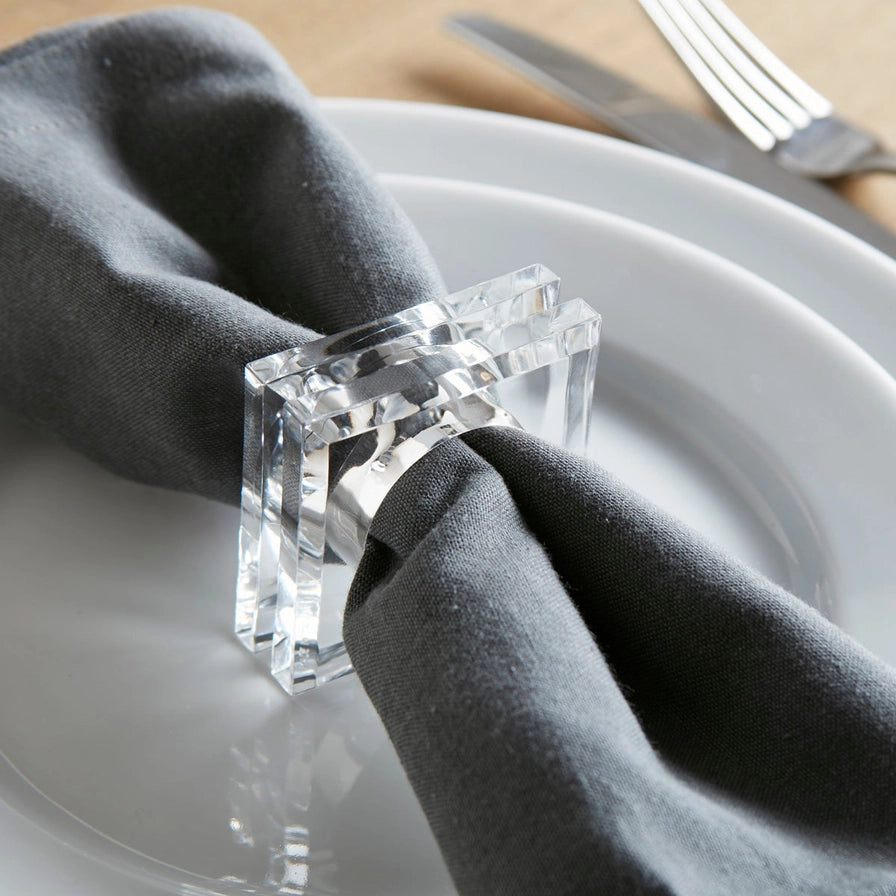 Acrylic Square Napkin Ring (Set Of 4)
