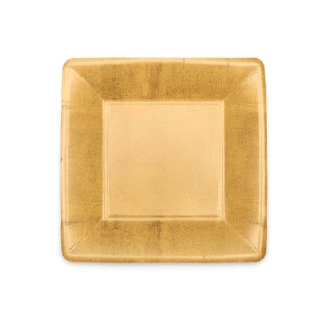 Caspari Gold Leaf Square Salad/Dessert Plates