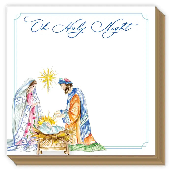 Oh Holy Night Blue Holy Family mini Luxe Notepad