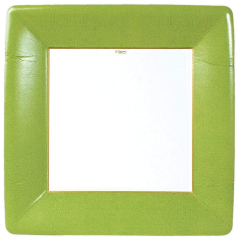 Caspari Grosgrain Moss Green Dinner Plate