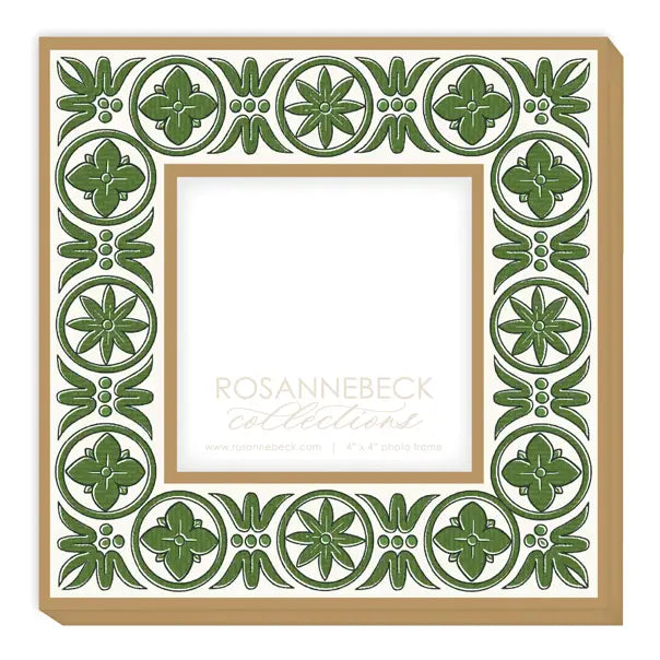 Green Verdigris Fiore Pattern Frame 4x4-Gold
