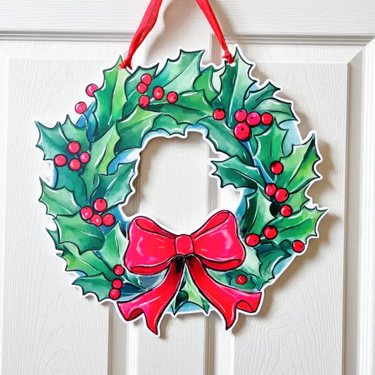 Home Malone Holly Holiday Wreath Door Hanger