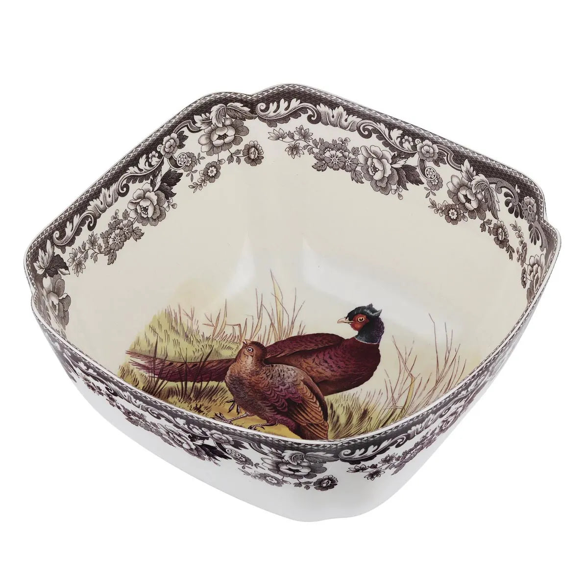 Spode Woodland Deep Square Serving Bowl, Pheasant