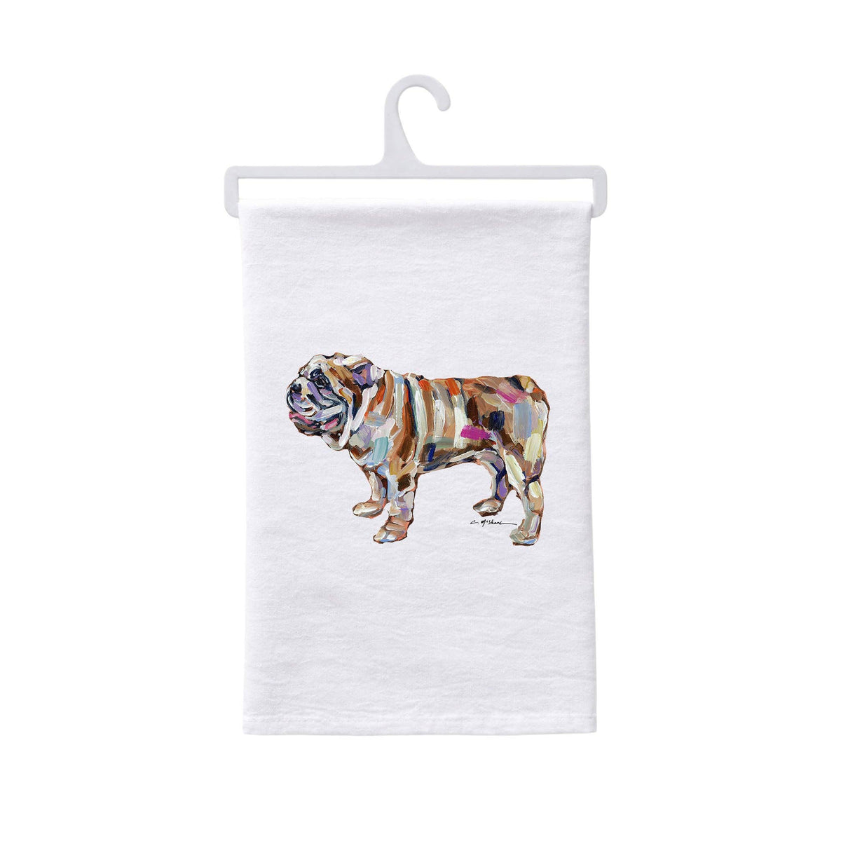 "Bulldog Abstract" tea towel