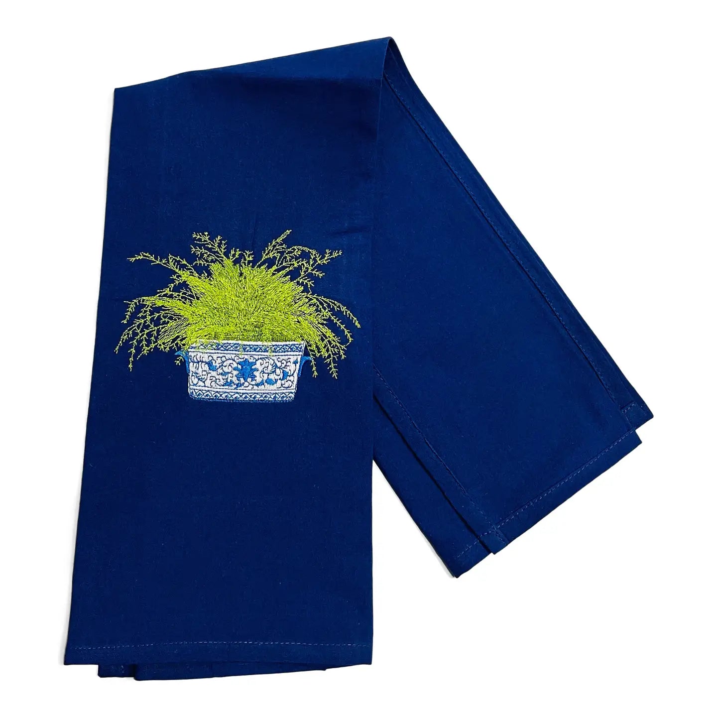 Vibrantly Tea Towel Navy Fern