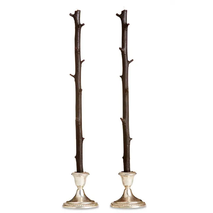 Stick Candles Hickory Pair, Dark Chocolate
