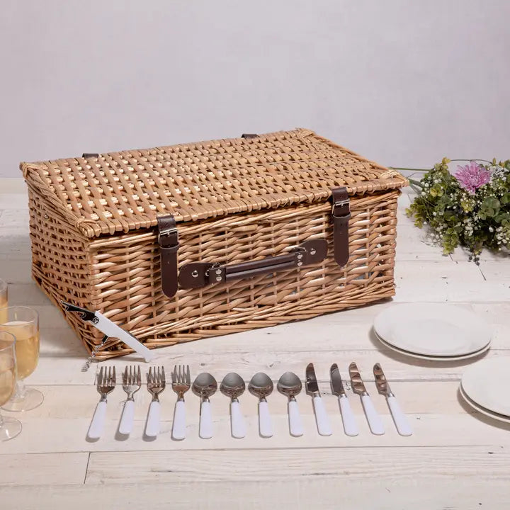 Picnic Time Belmont Basket Navy Blue Stripe