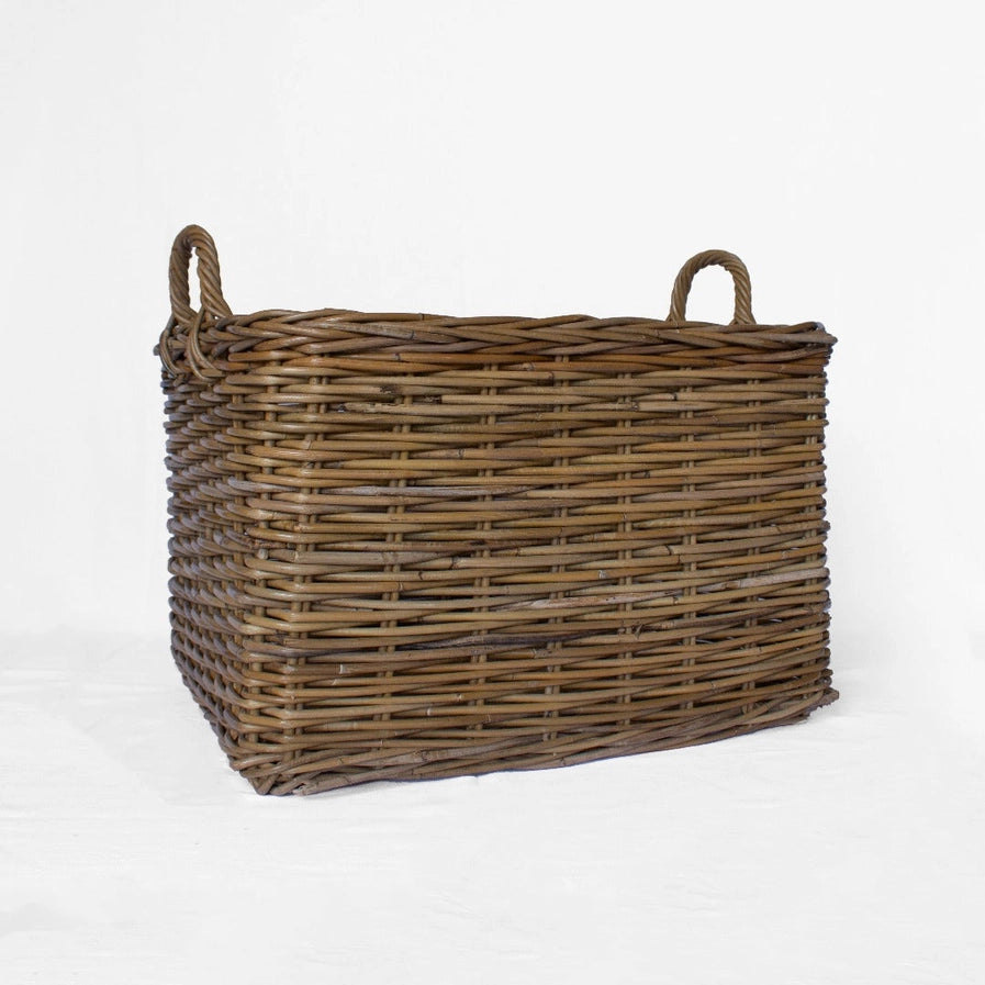 Basketly Rattan Rectangle Storage Basket w/handles