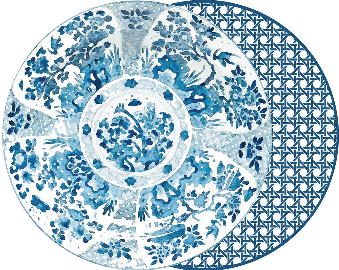 Holly Stewart S/2 Round Canton Cane, Blue