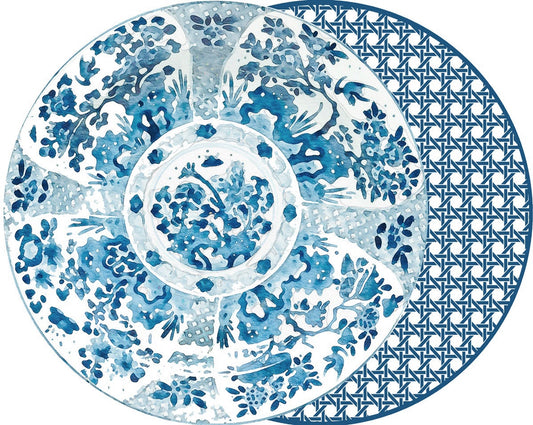 Holly Stewart S/2 Round Canton Cane, Blue