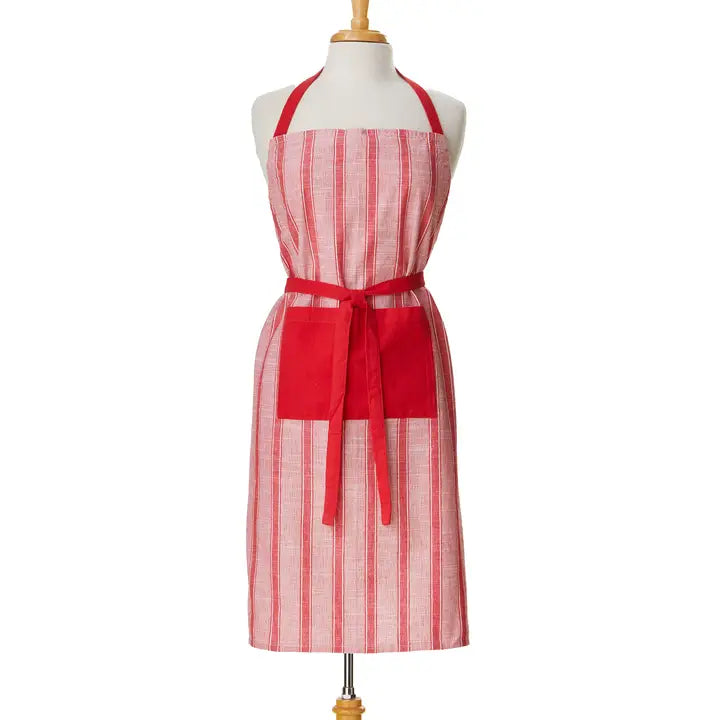 Red & White Stripe Apron Cotton