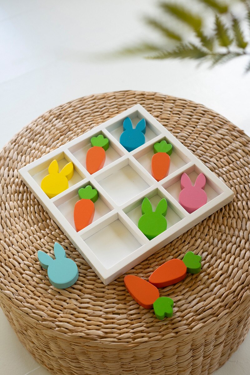 Kalalou Painted Wood Tic-tac-toe- Easter