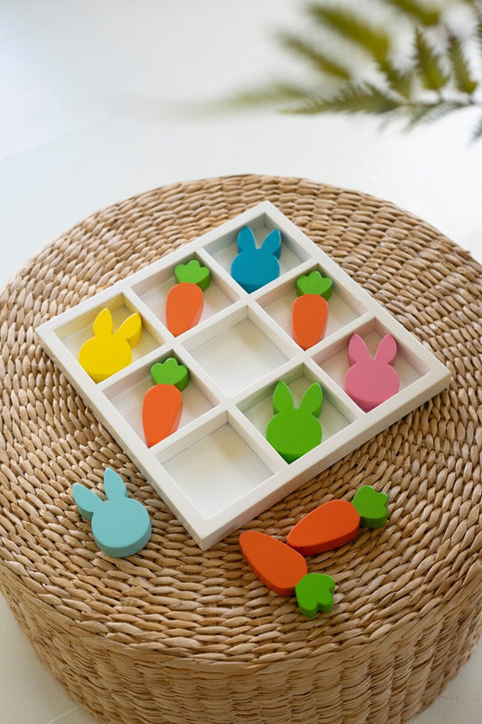 Kalalou Painted Wood Tic-tac-toe- Easter
