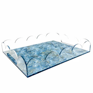 Southern Tribute Blue Acrylic Scalloped Tray