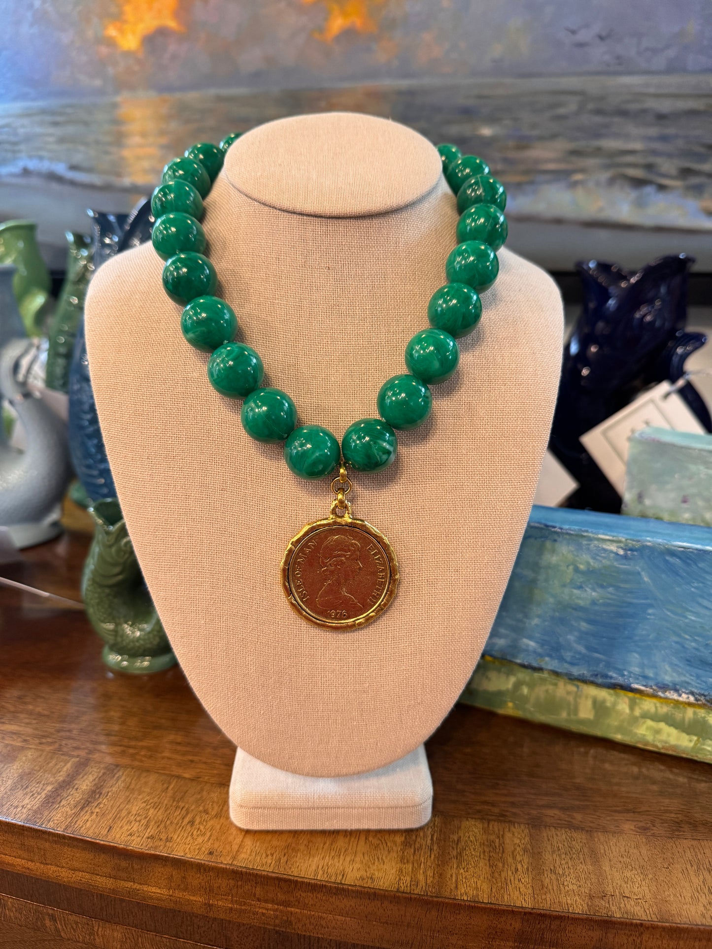 Jade Isle of Man Coin Necklace