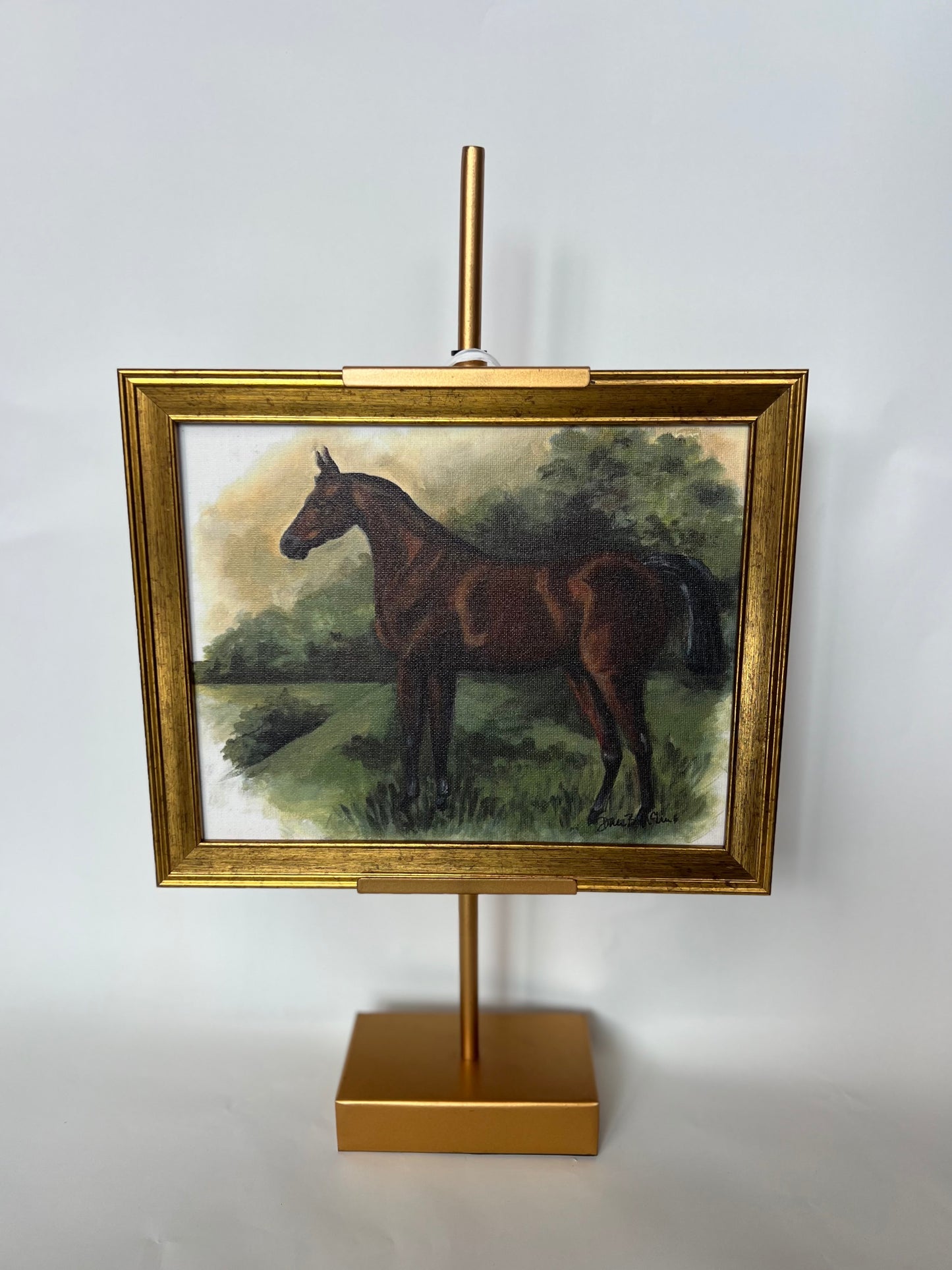Hill & Dale Framed Countryside Horse W/ Easel