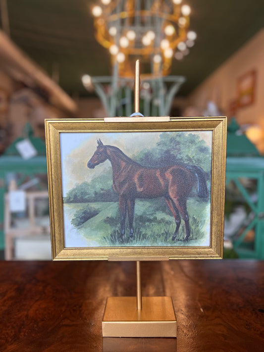 Hill & Dale Framed Countryside Horse W/ Easel