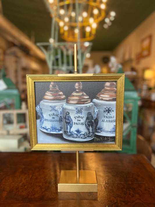 Hill & Dale Framed Antique Tobacco Jars W/ Easel