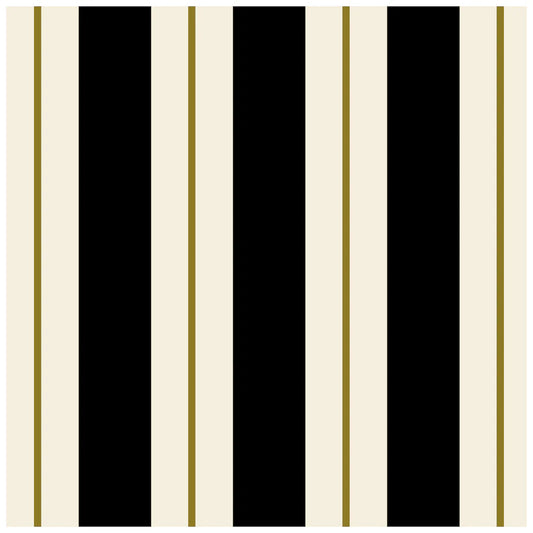 Hester & Cook Black & Gold Awning Stripe Cocktail Napkin