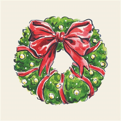 Hester & Cook Holiday Wreath Cocktail Napkin