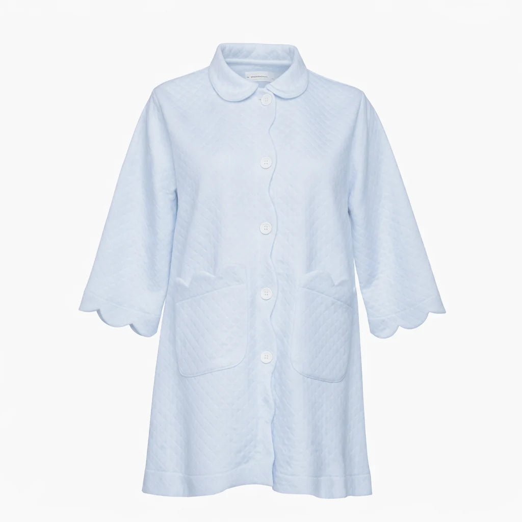 Lenora Quilted Button Front Robe, Blue