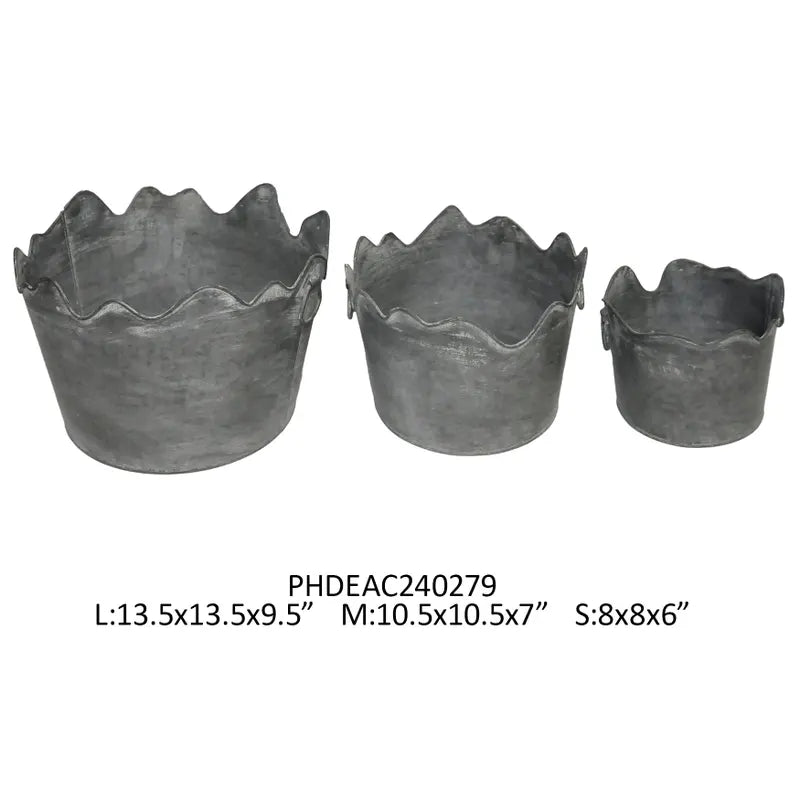 Porch View Corona Metal Planters, Small