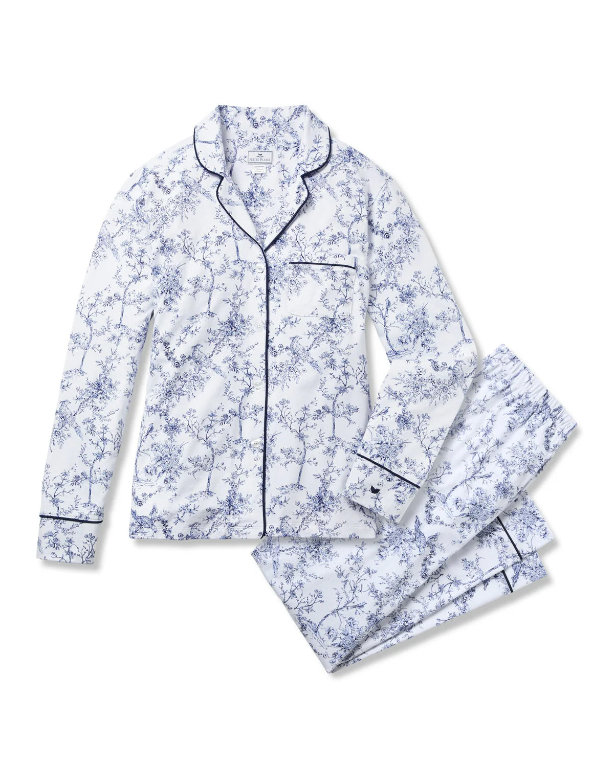 Petite Plume Women's Twill Pajama Set in Timeless Toile