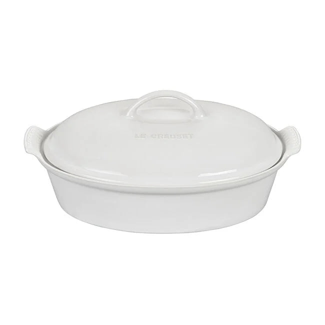Le Creuset 4Qt Oval Covered Casserole,  White