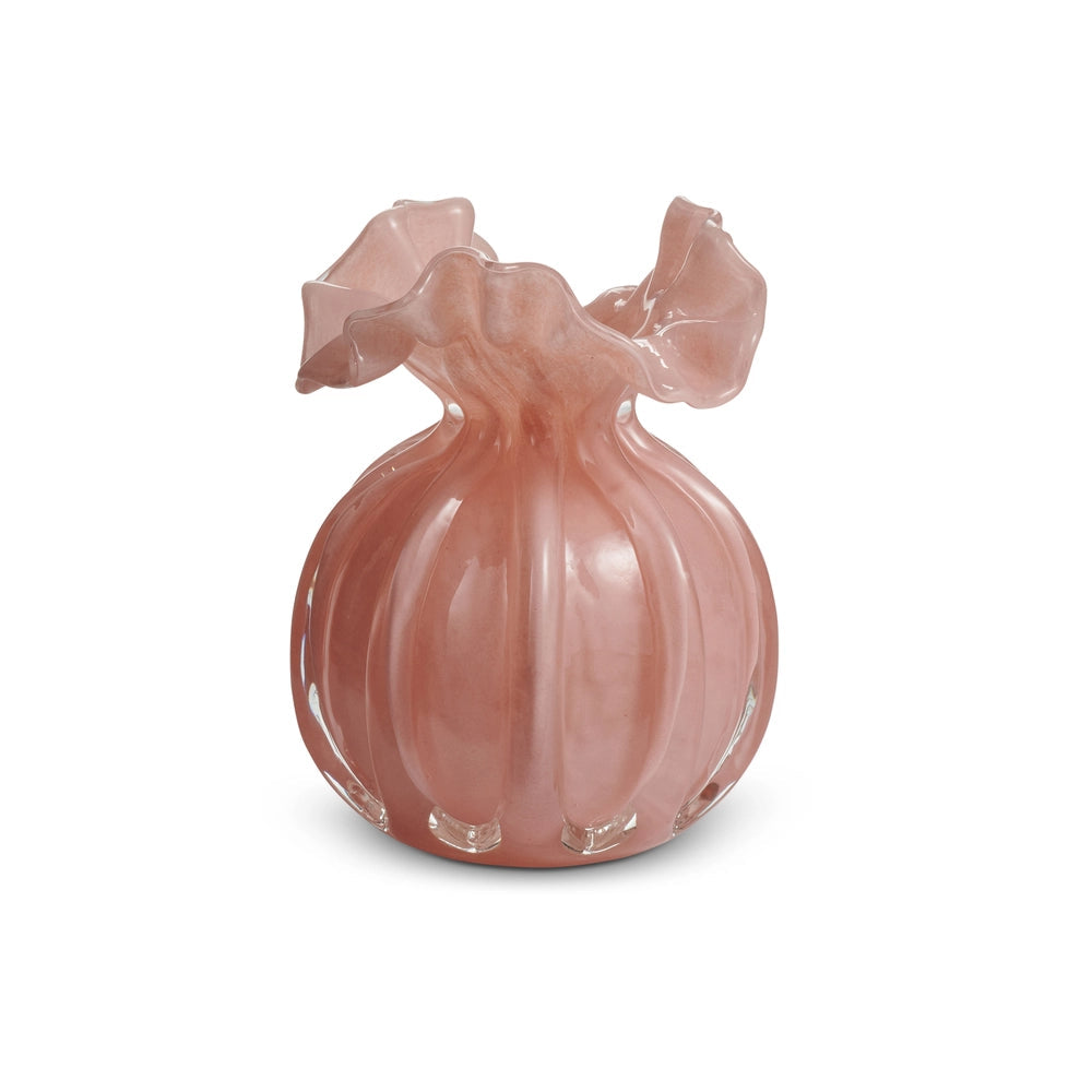 Raz pale pink ruffle vase SM