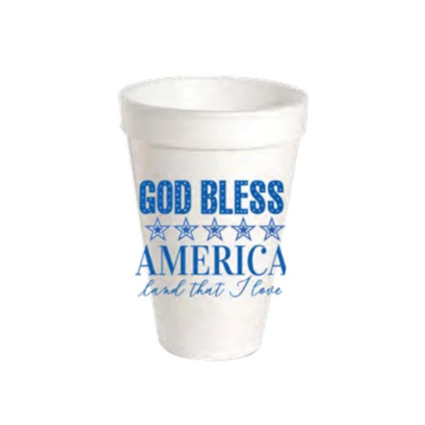 Rosanne Beck Blue God Bless America Styro Cup